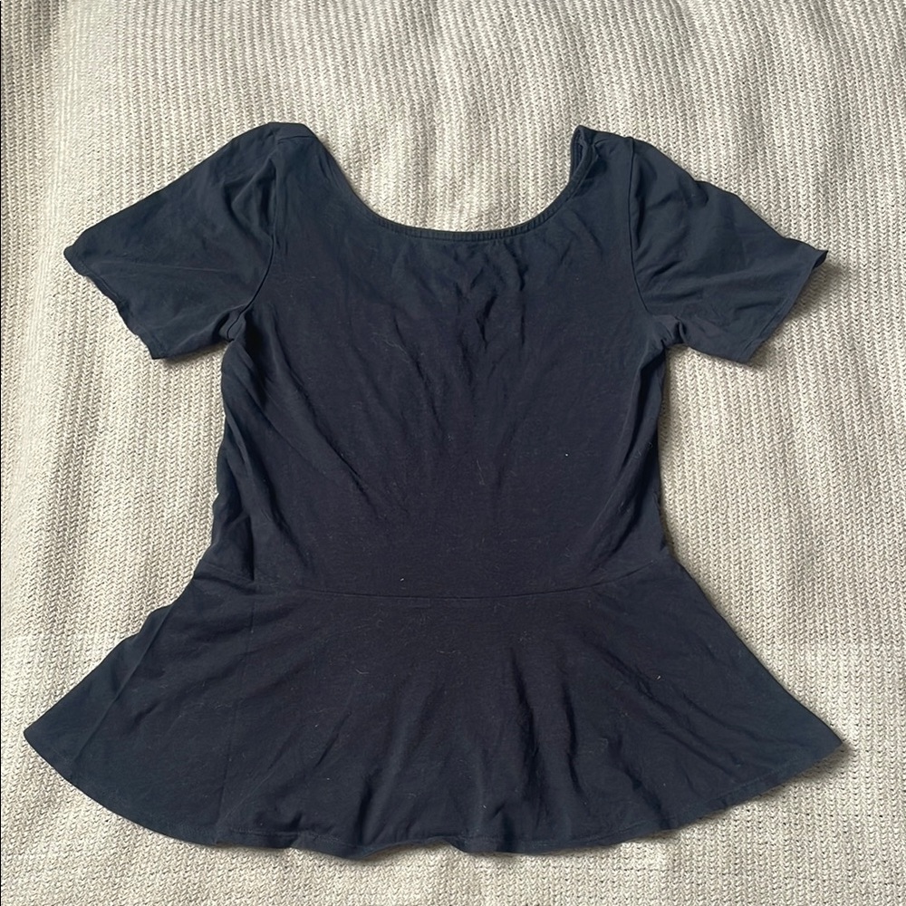 Babaton // Black Peplum Short Sleeve Top